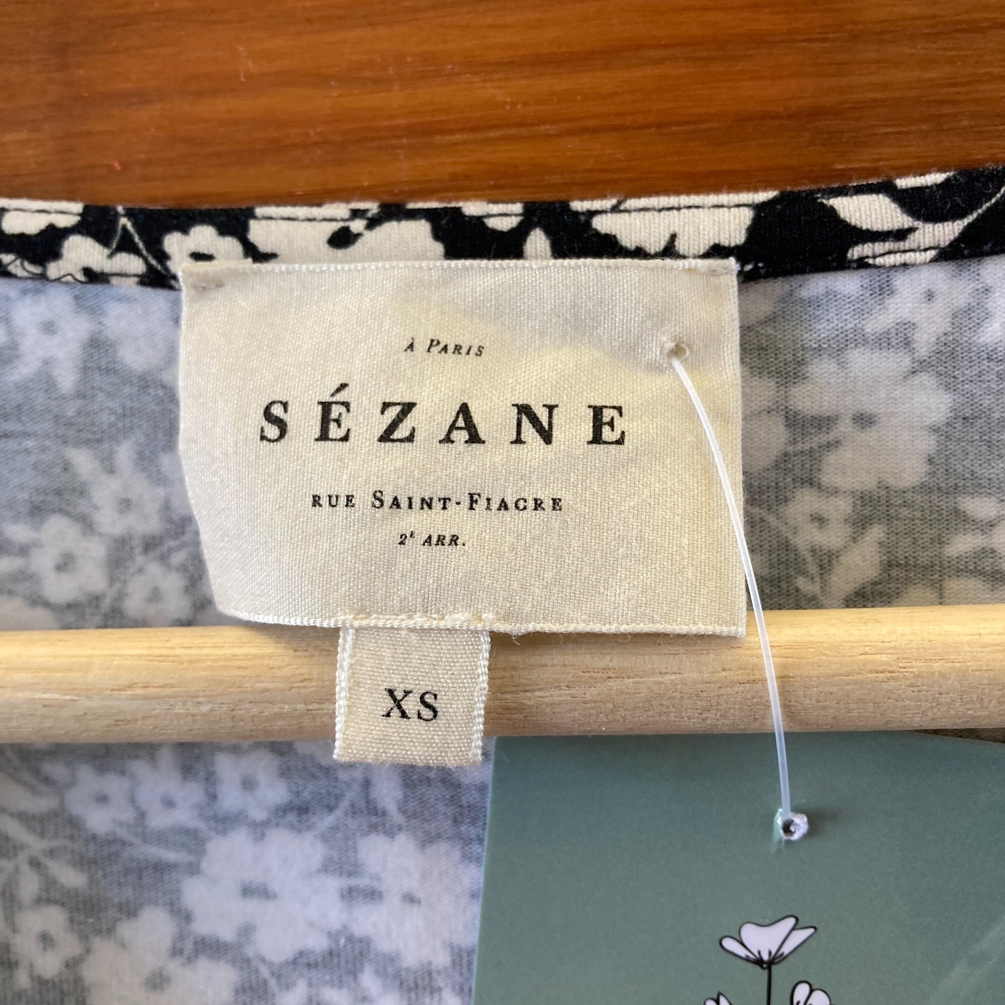 Sezane Black Cream Floral Print Hip Tie Pippa Mini Dress - Size XS - 0313SH