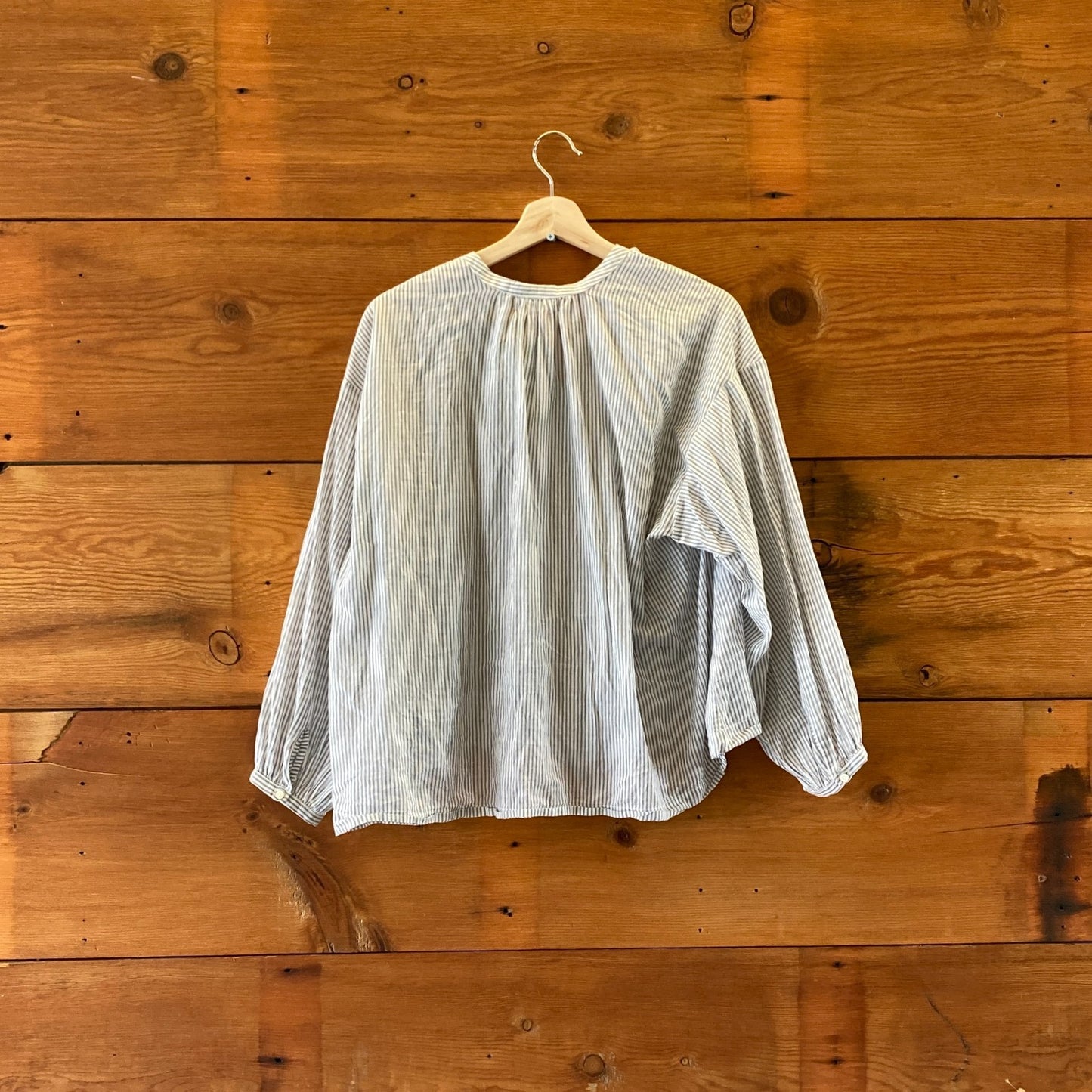 XS - Doen Blue & White Striped Organic Cotton Button Up Flowy Shirt Top 0606RO