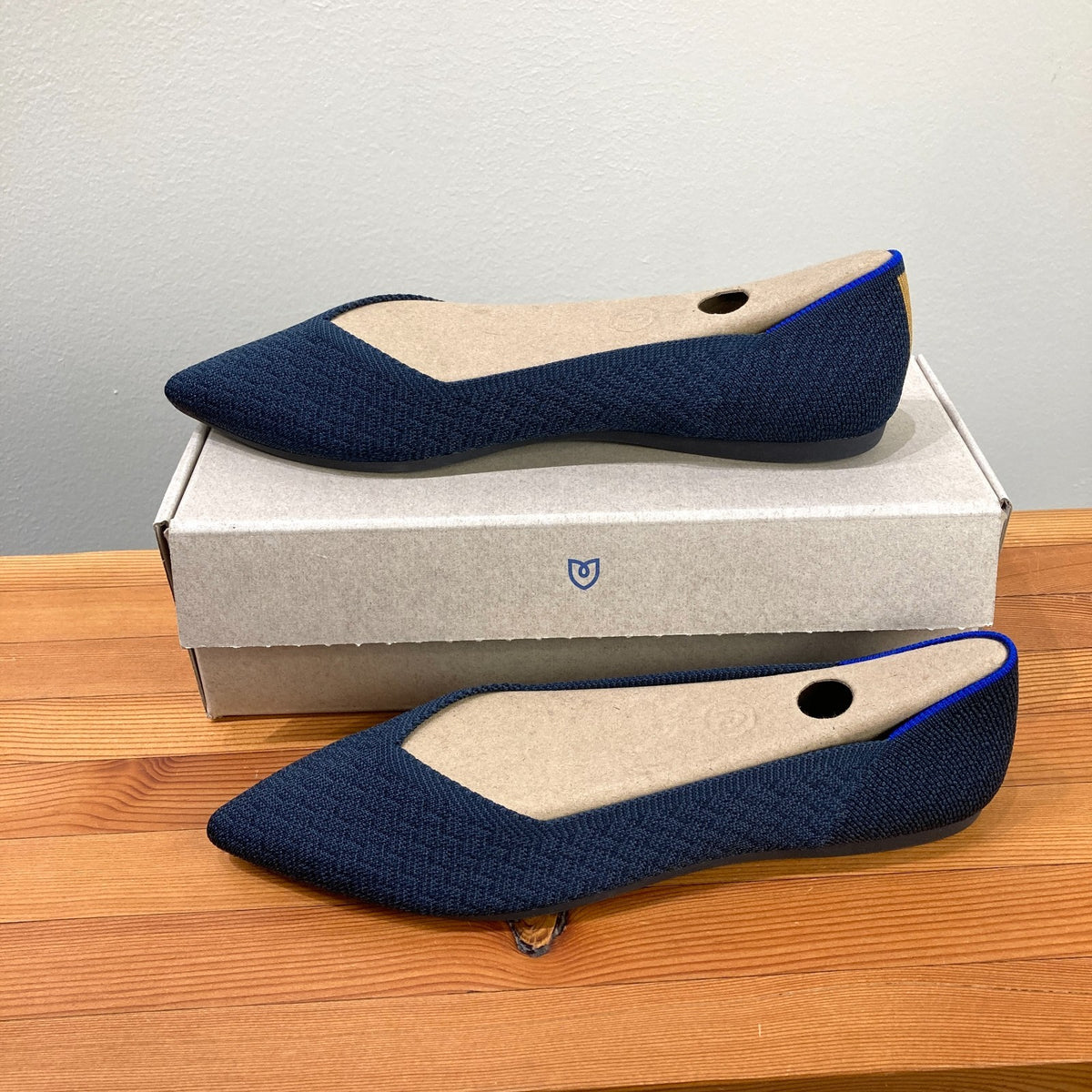 Rothy's Navy Herringbone Pointed III Flats Shoes - Sz 10 - NEW w/ Box - 0103JM
