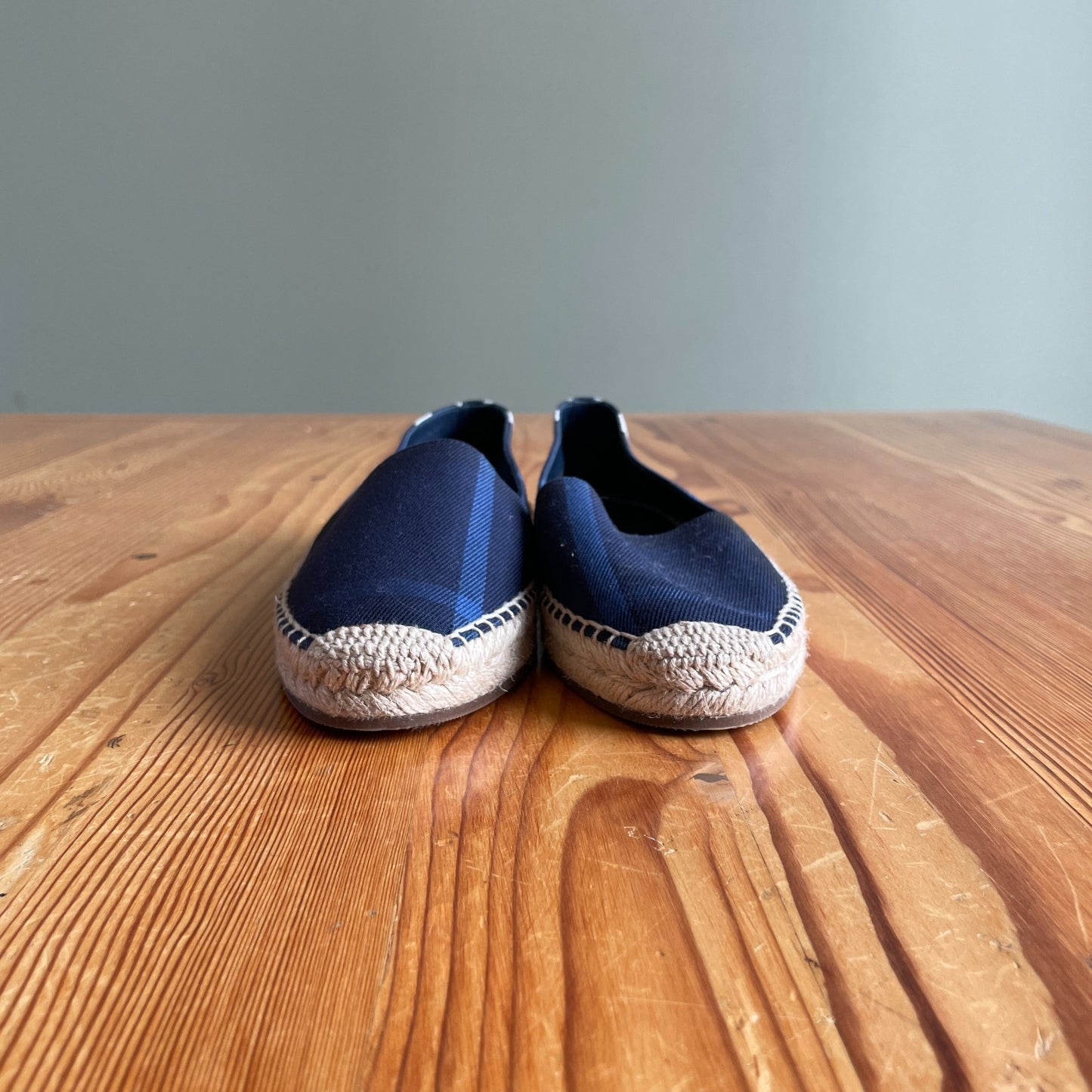 37 / 6.5 - Burberry Navy Hodgeson House Check Canvas Espadrilles Shoes 1203TR