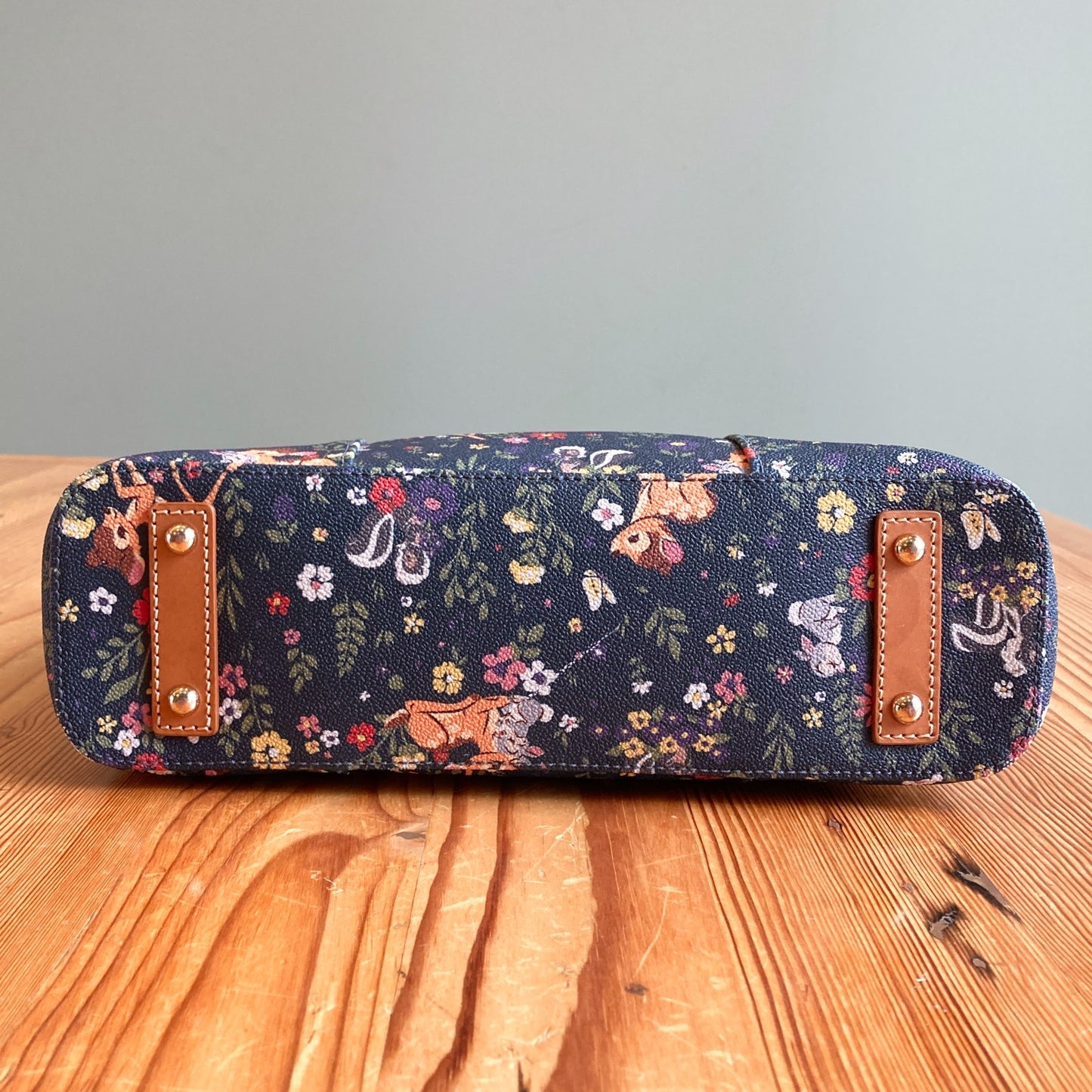 Dooney & Bourke Navy Bambi Thumper Floral Disney Parks Tote Bag Purse 0210AM