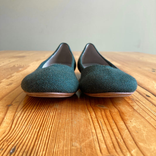 Rothy's Dark Green Knit Rounded Toe Ballet Flats Shoes - Size 7 - 0201EB