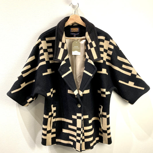 Pendleton Portland Collection Black & Tan Patterned Wool Coat - Size XL - 0316ND