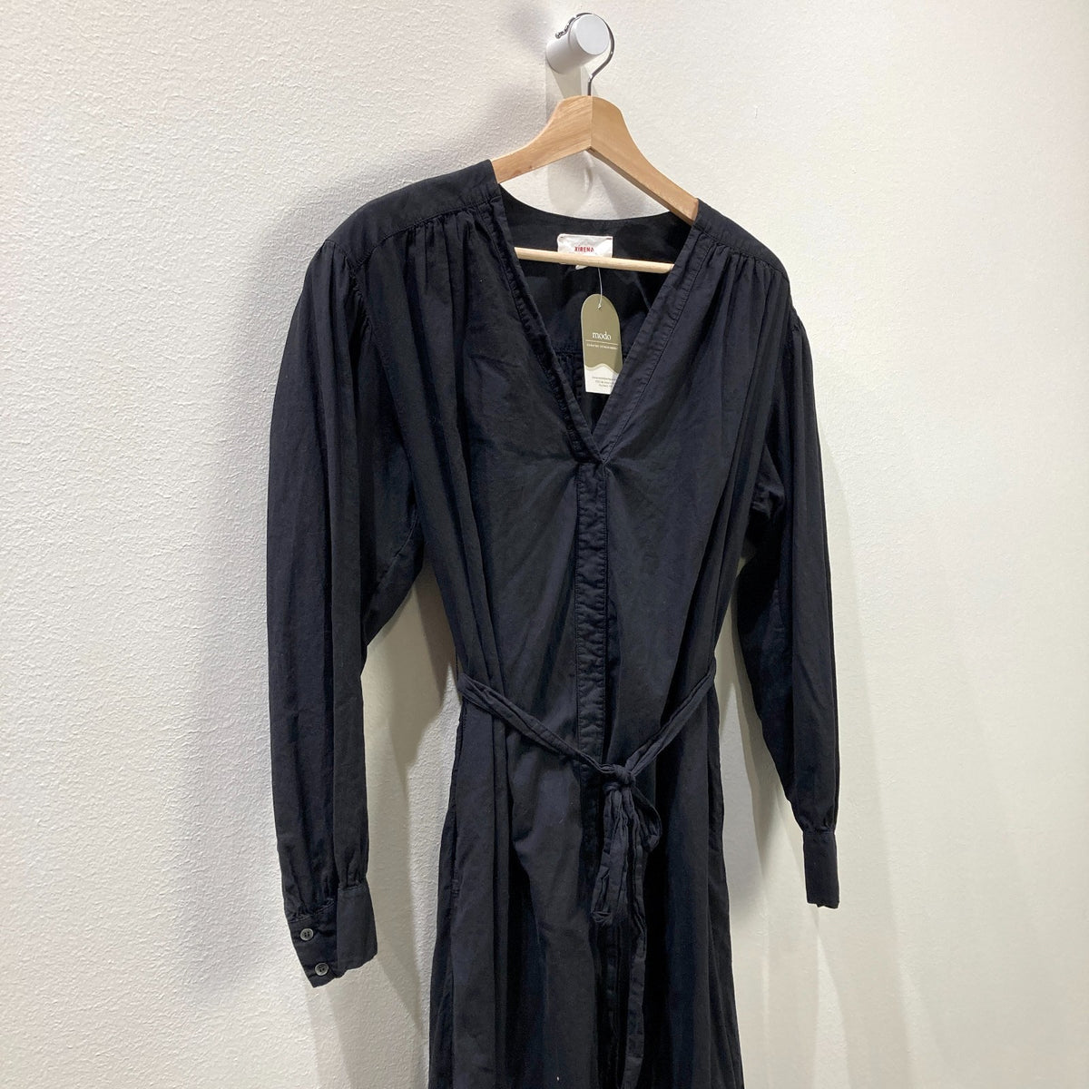 Xirena Black Long Sleeve Victoria Tie Waist Maxi Dress - Size M - 0930AC