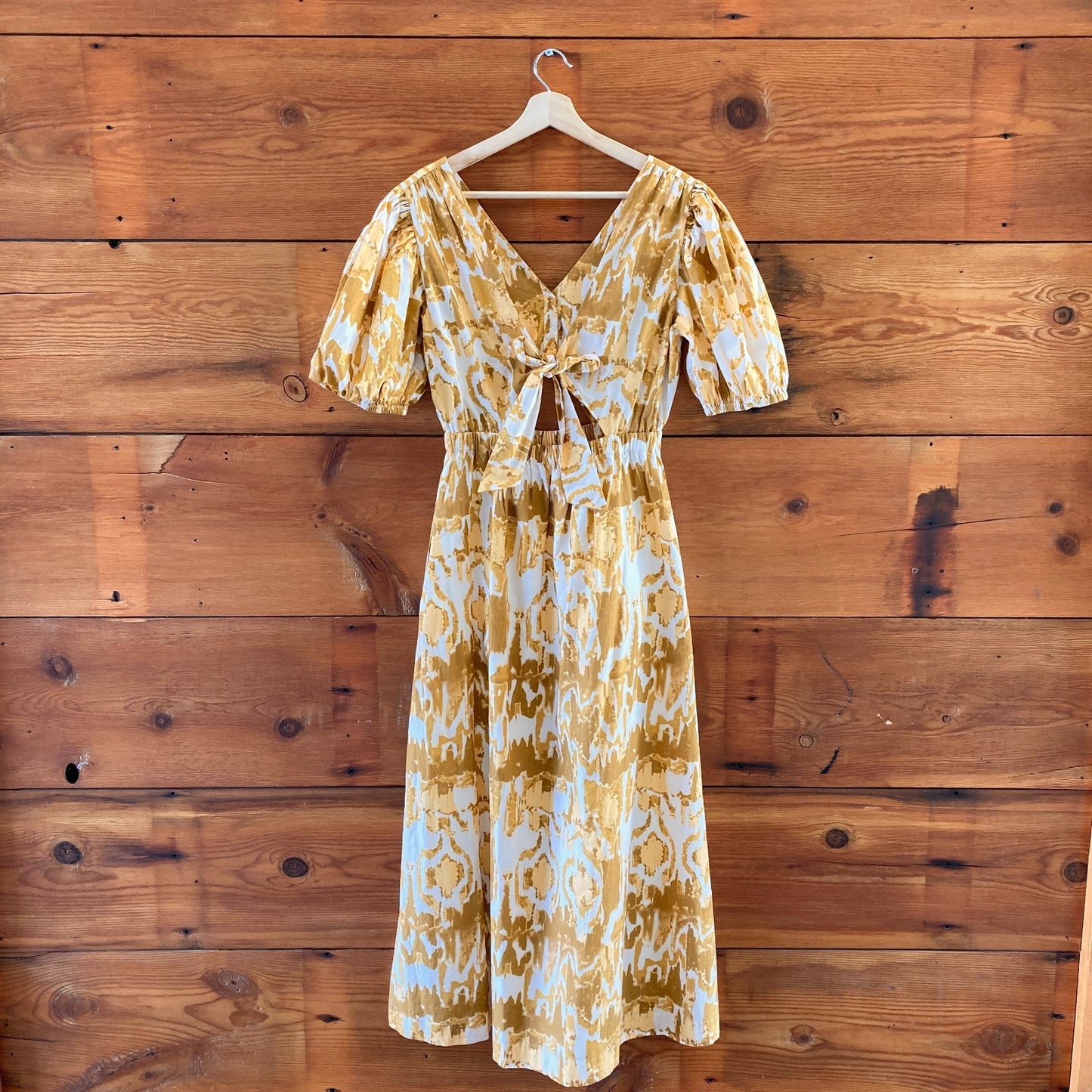 M - Cleobella $258 Yellow Watercolor Ikat Sadie Maxi Length Dress NEW 0924CA