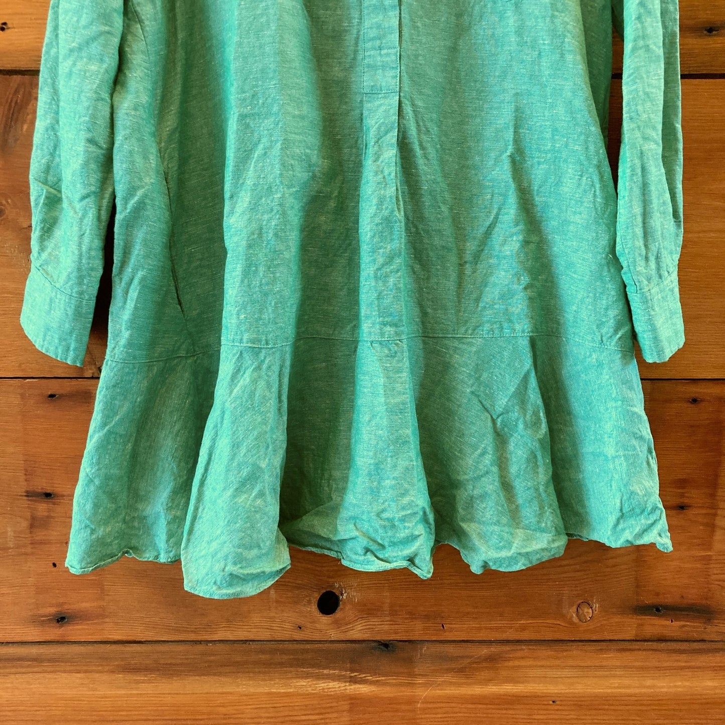 Tuckernuck Green Long Sleeve Linen Mini Callahan Shirt Dress - Size M - 0710SD
