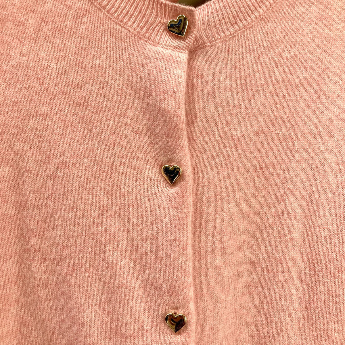 27 Miles $300 Blush Pink Heart Button Chiara Cashmere Sweater - Size M - 0930AC