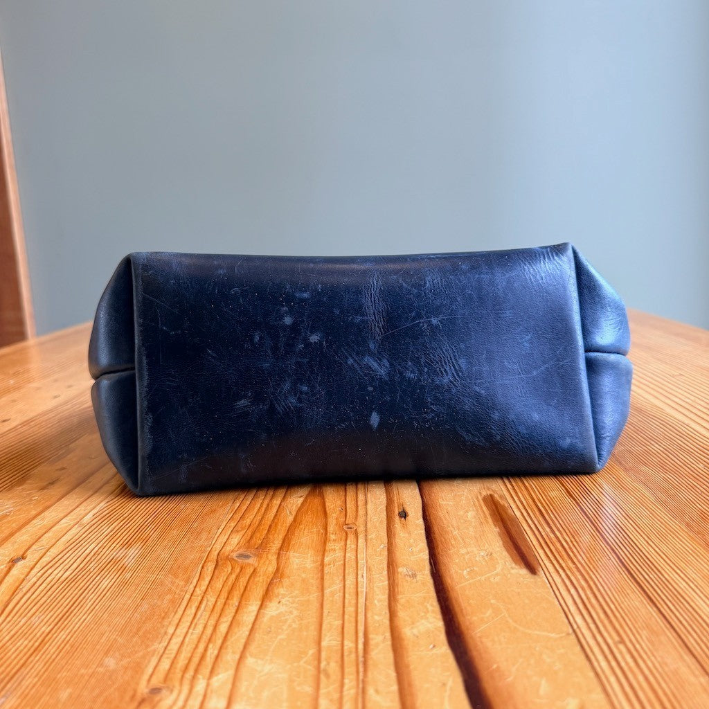 OROX Leather Co. Dark Blue Merces Handmade Classic Tote Bag - 0628AC
