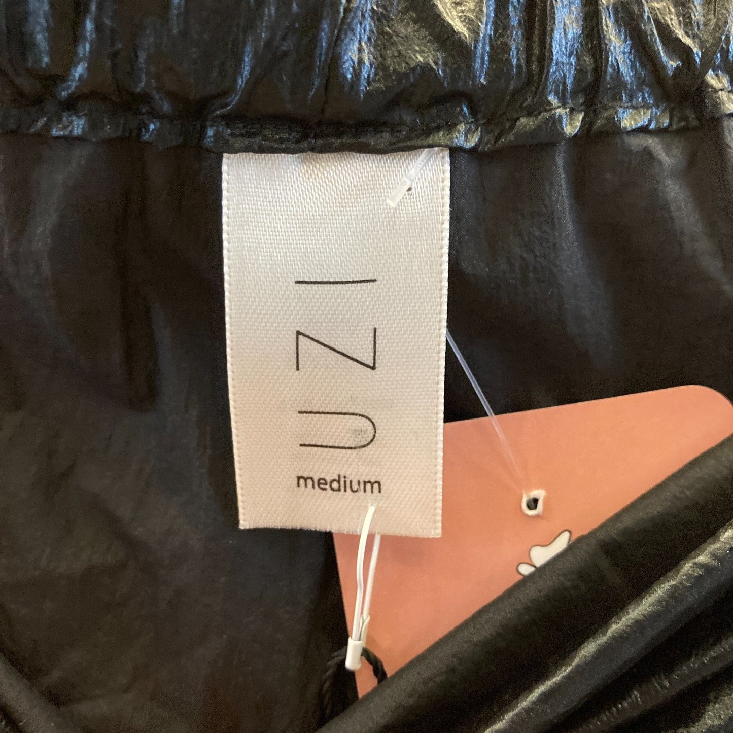 M - Uzi Black Crinkle Packable Fabric Stretch Waist Drop Crotch Pants NEW 1231SH