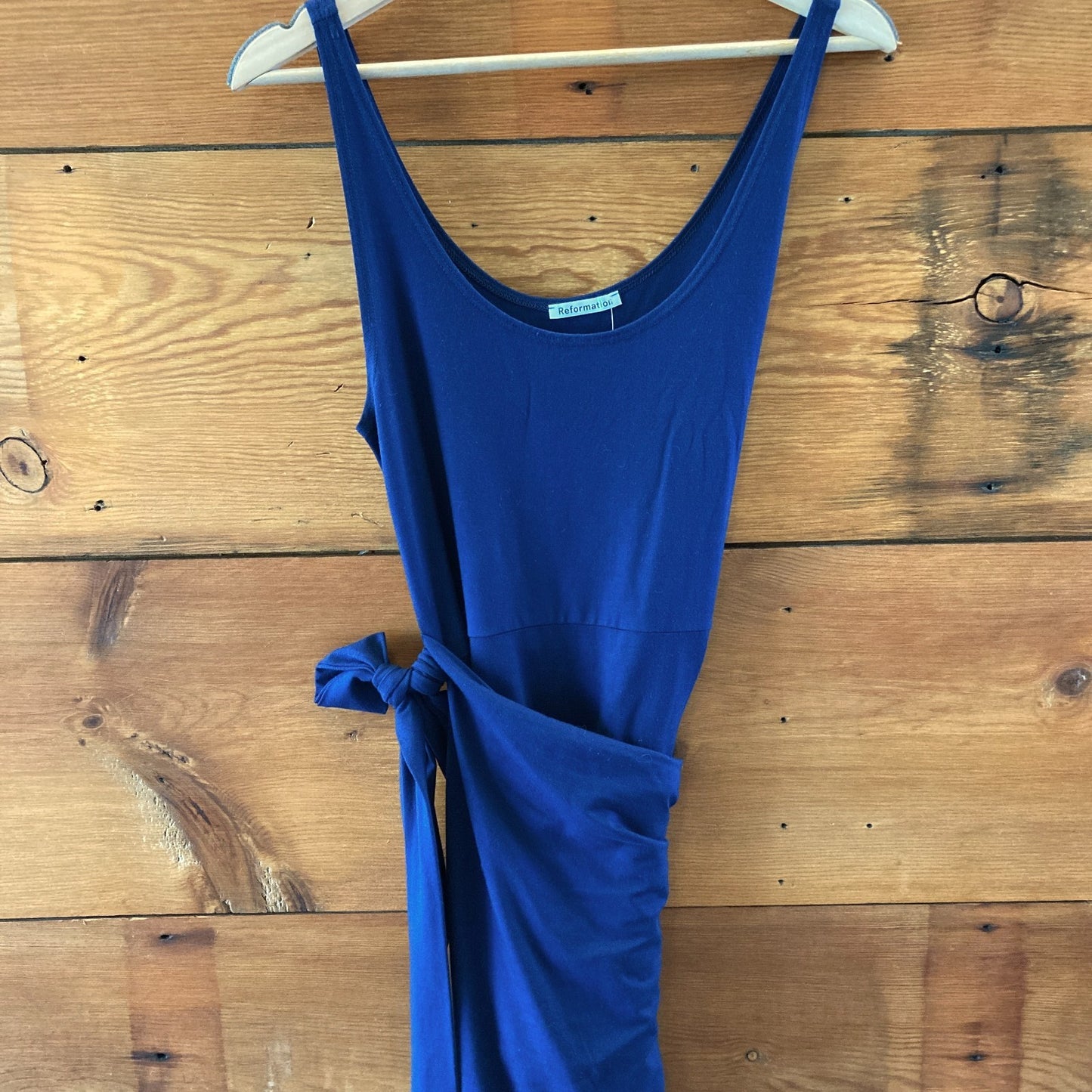 Reformation Navy Blue Sleeveless Faux Wrap Kaila Dress - Size M - 0518KR