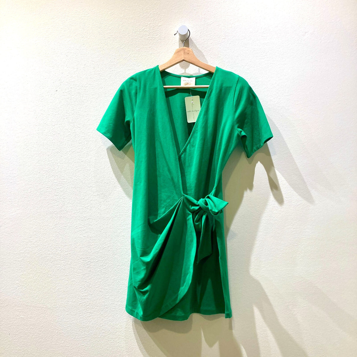 Sezane Green Short Sleeve Hip Tie Pippa Mini Dress - Size XS - 0312IG