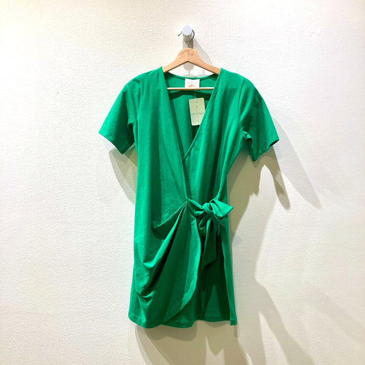 Sezane Green Short Sleeve Hip Tie Pippa Mini Dress - Size XS - 0312IG