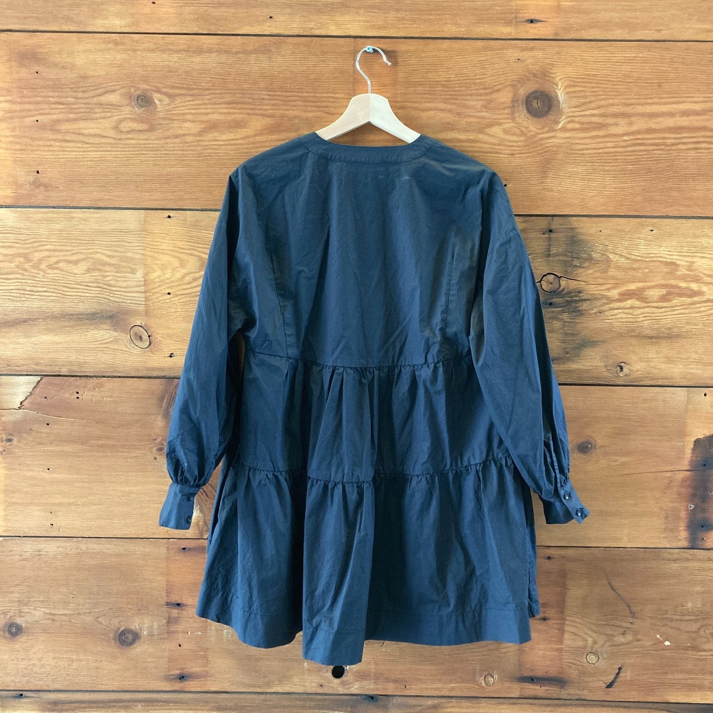 Anine Bing Black Poplin Cotton Flare Fit Tiered Addison Dress - Size M - 1105HT