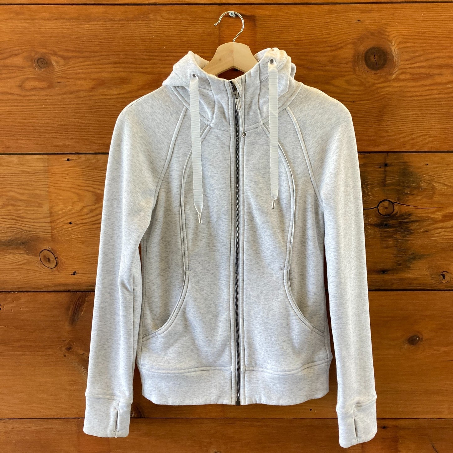Lululemon Heathered Gray Zip Front Classic Hoodie Sweatshirt - Size 4 - 0214LS