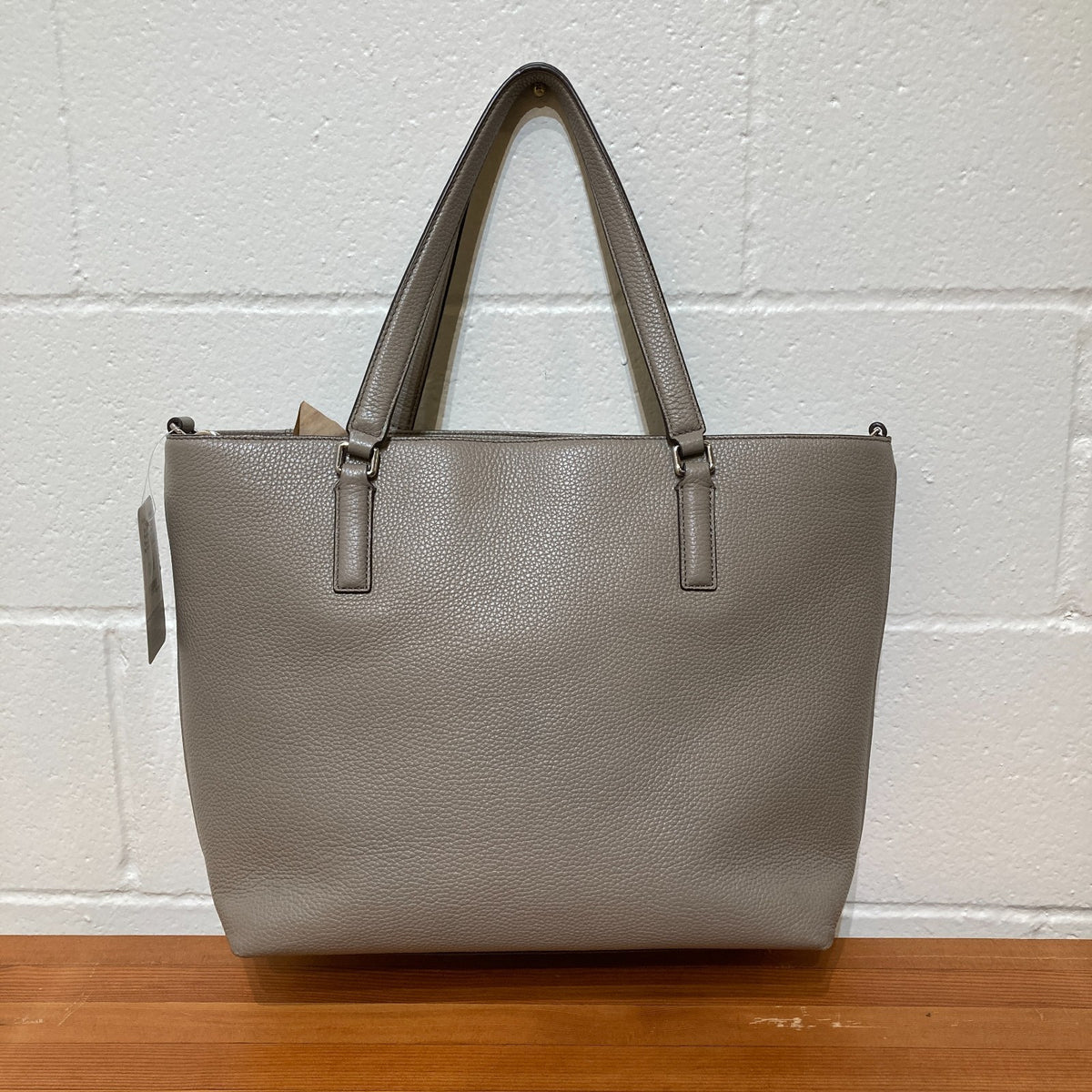 Tory Burch Gray Pebbled Leather Thea Zip Top Tote Bag Purse - 0905SC