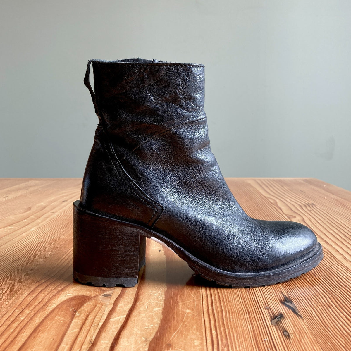 Moma Black Leather Vitello Heeled Ankle Boots - Size 36 / 6 - w/ Box - 0224DM