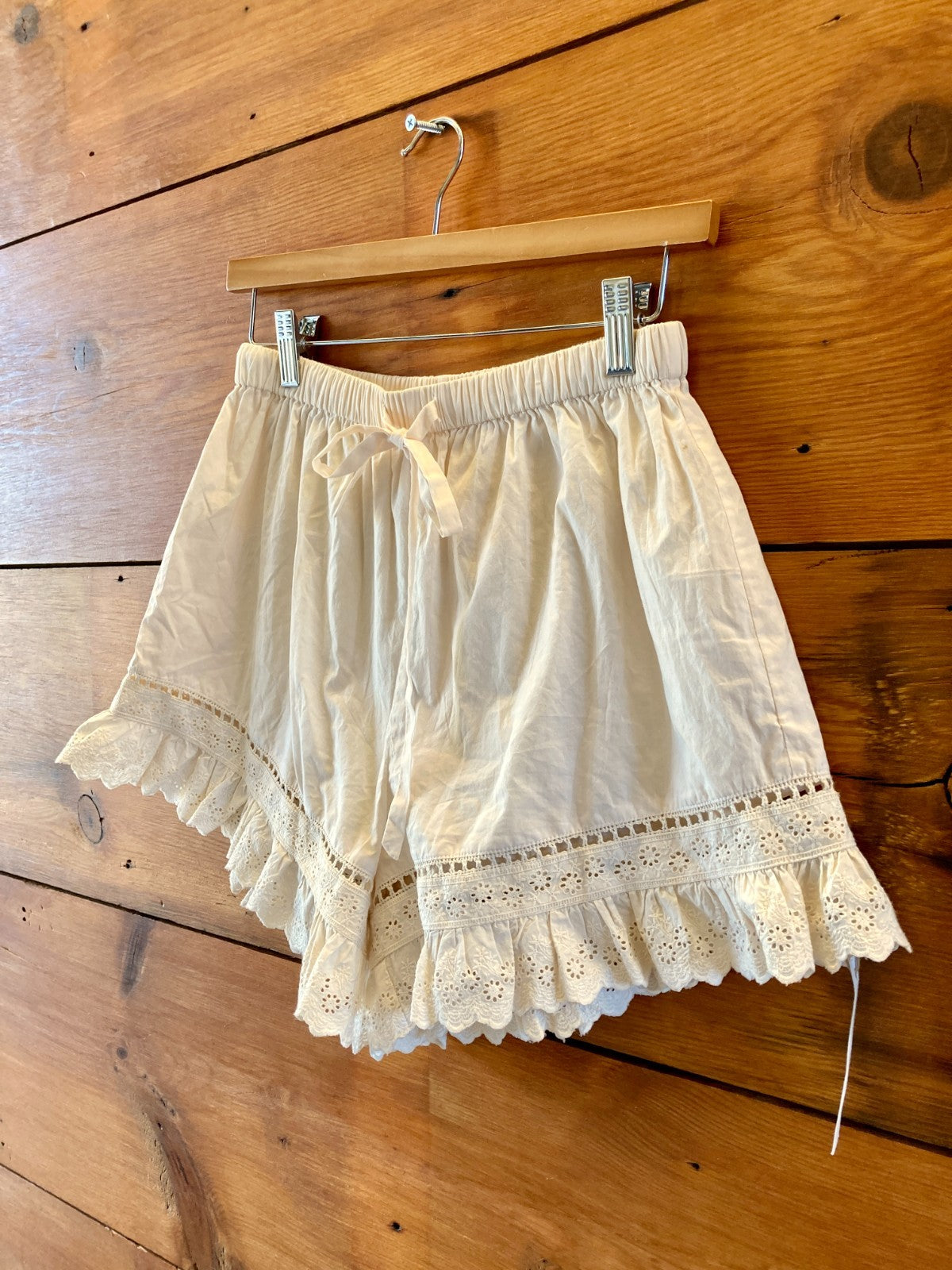 Christy Dawn White Cassia Pearl Eyelet Lace-Trim Shorts - Size S - 0312IG