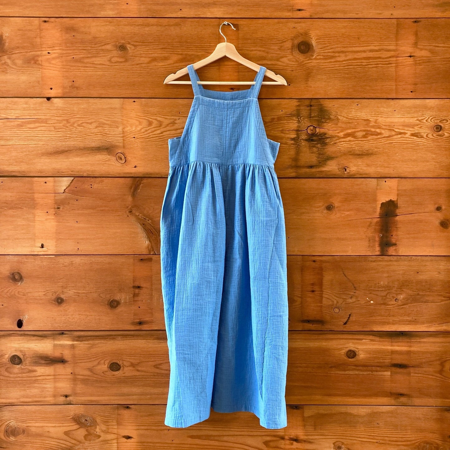 Rachel Comey Blue Fresco Cotton Square Neck Sleeveless Dress - Size S - 1125KG