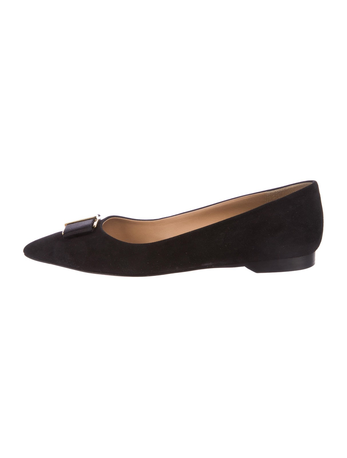 Salvatore Ferragamo $850 Black Suede Pointed Toe Friuli Flats - Size 5 - 1220MM