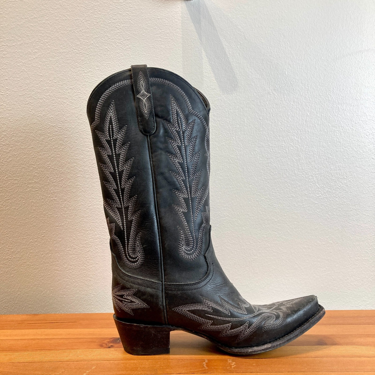 Lane $375 Jet Black Lexington 13" Snip Toe Western Boots - Sz 8.5 - NEW - 1011SC