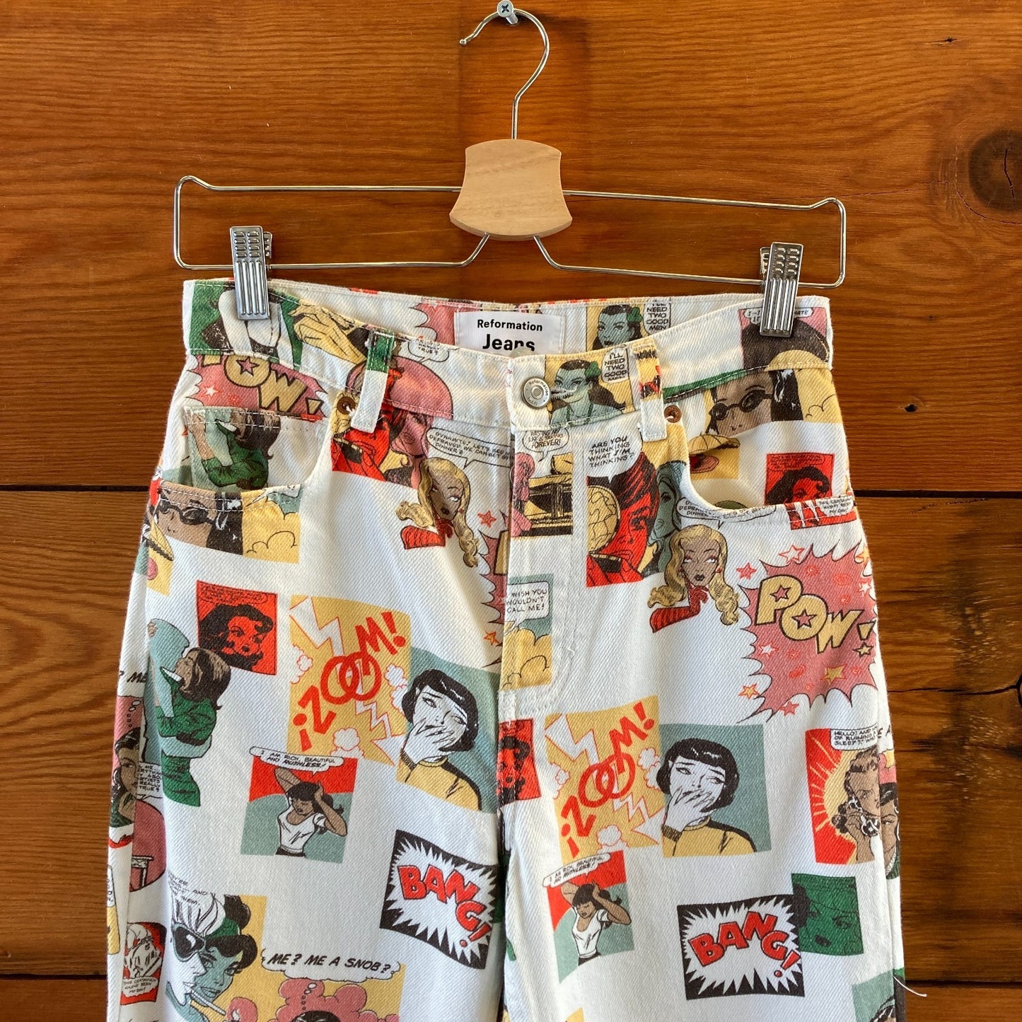 Reformation Comic Book Print High Rise Straight Leg Jeans - Size 26 - 0716MD