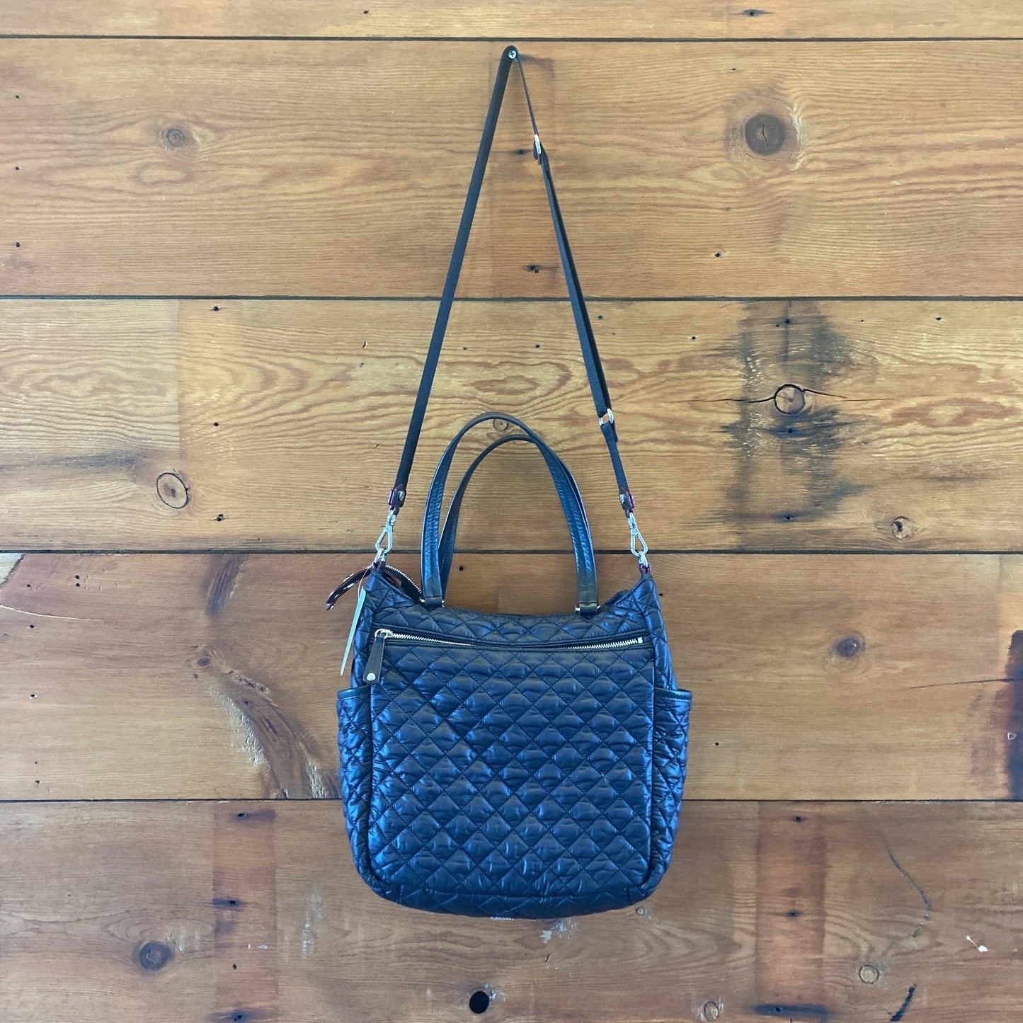 MZ Wallace $365 Black Crosby Magazine Quilted Nylon Tote Bag Purse - 1117KW