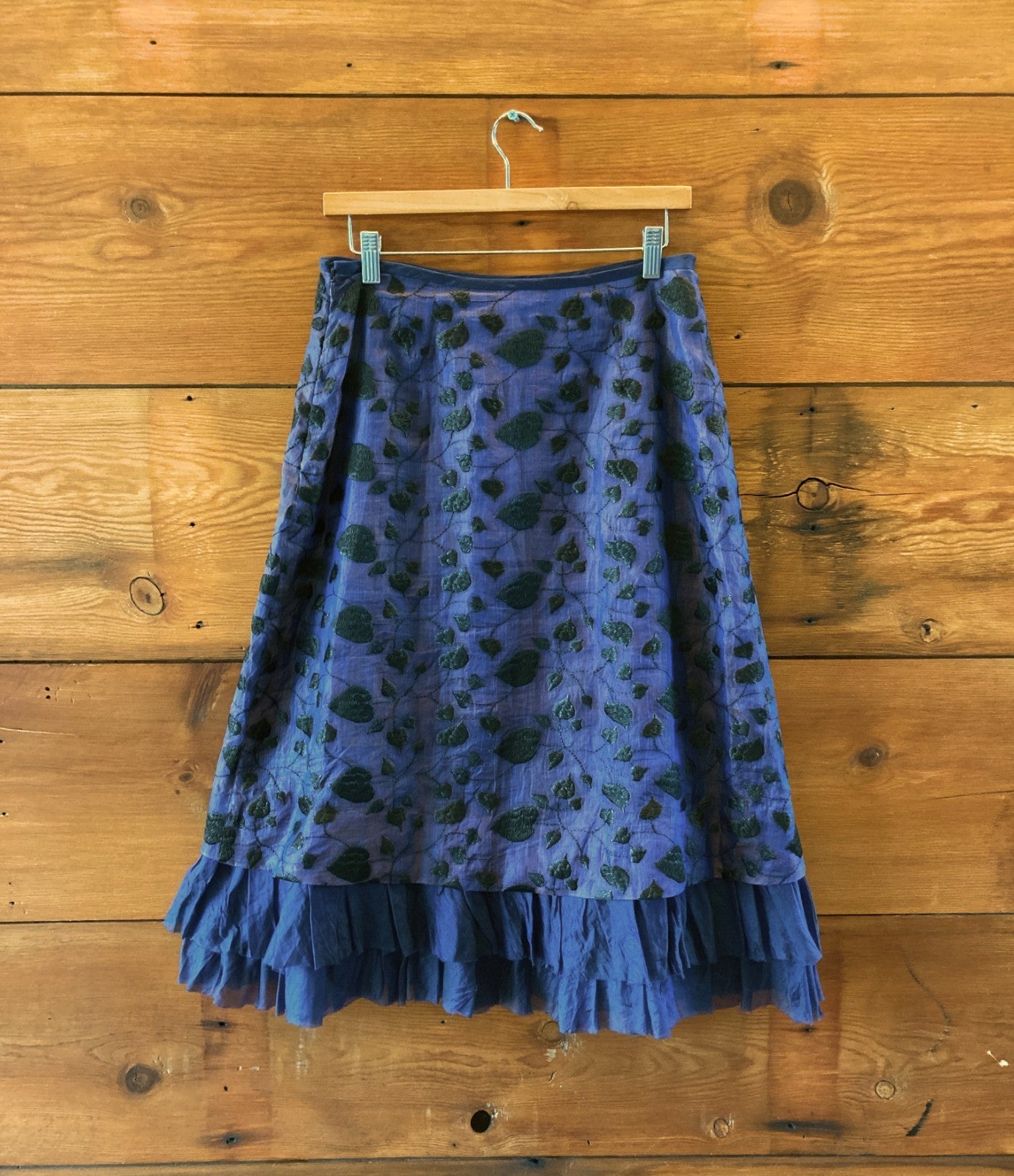 Marianne Kooimans Purple Embroidered Layered Silk Skirt - Size 3 / L - 1102LL