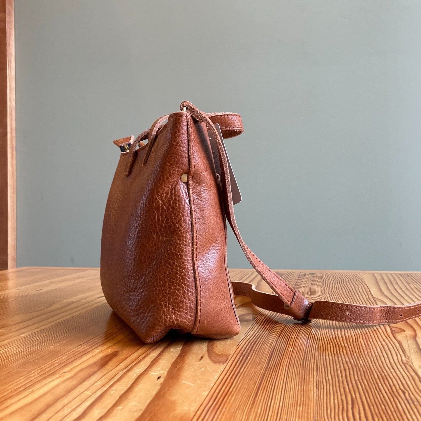 Portland Leather Goods Brown Mini Crossbody Top Handle Tote Bag 0104KR