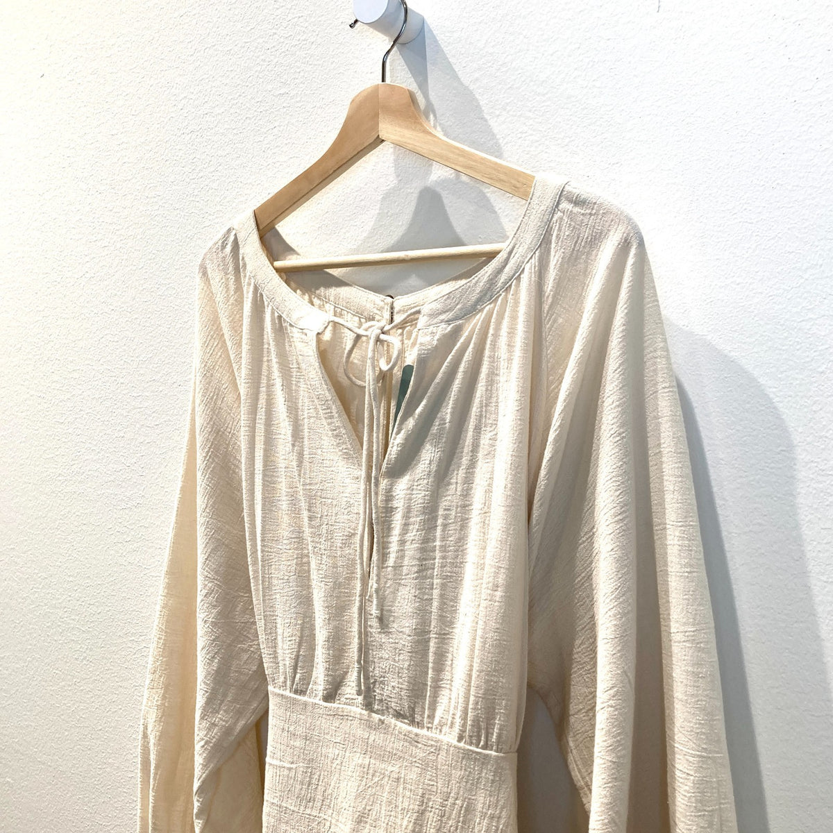 Free People White Long Blouson Sleeve Ruched Mini Dress - Size M - 0812AL