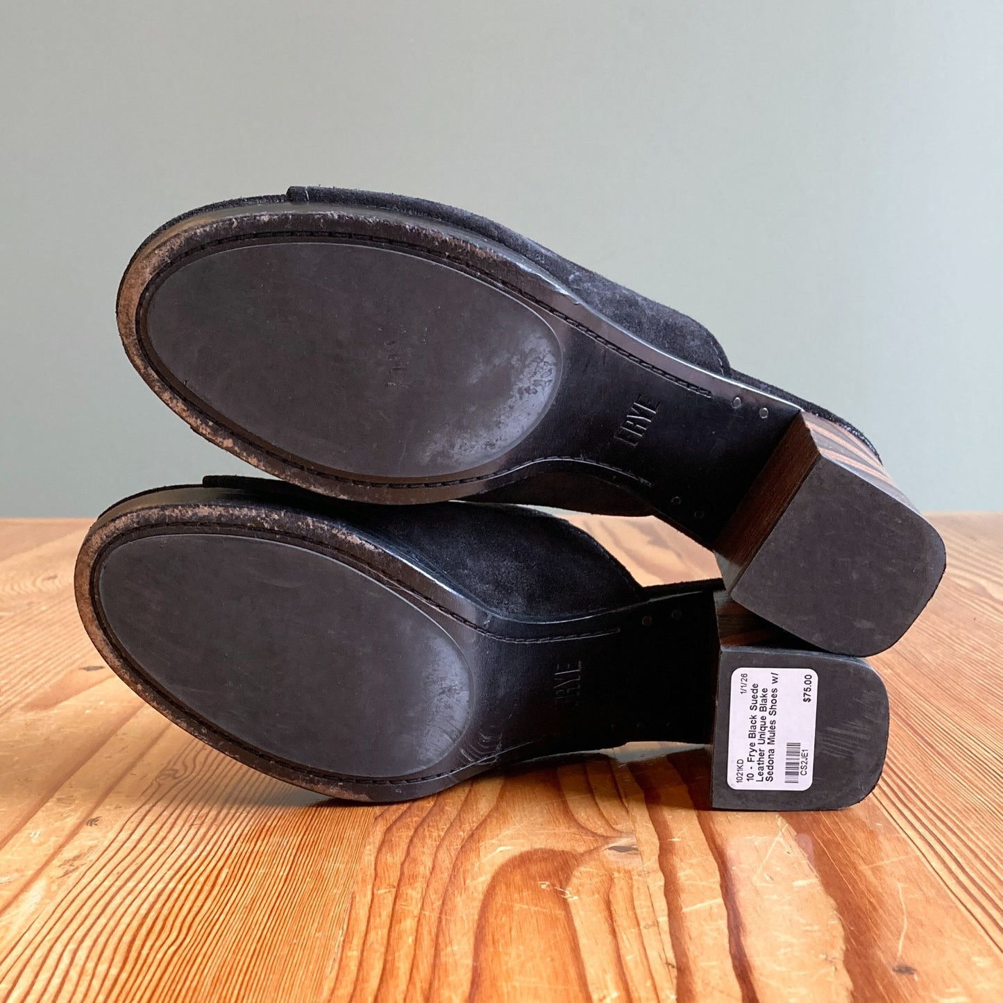 10 - Frye Black Suede Leather Unique Blake Sedona Mules Shoes w/ Box 1021KD