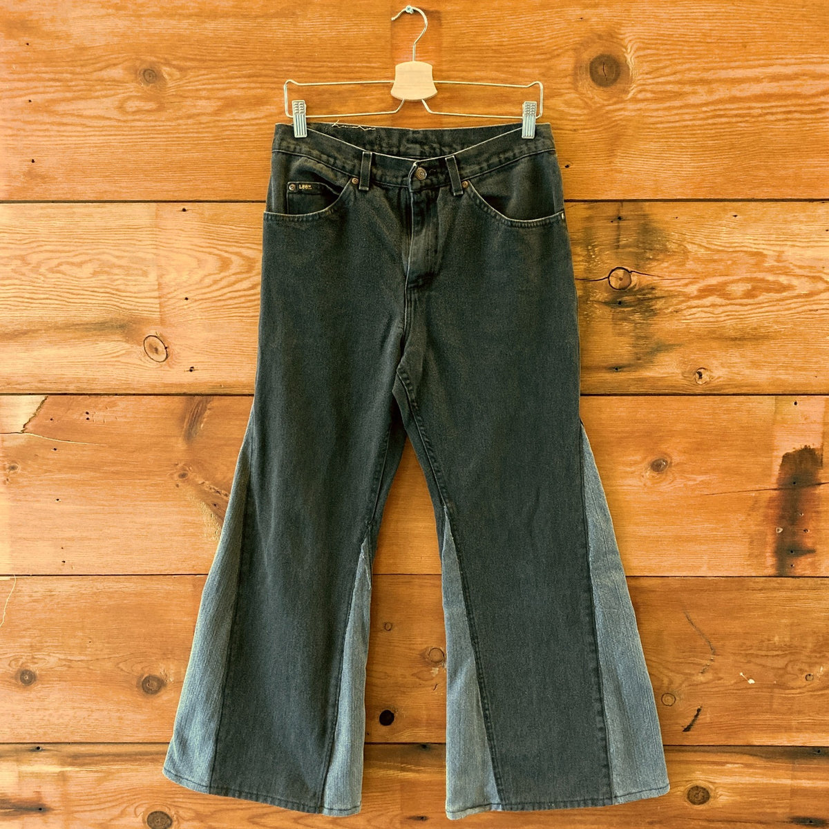 Alyson Eastman Black Reworked Wide Leg Contrast Panel Jeans - Size M - 0920PW