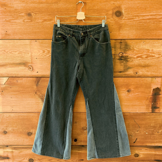 Alyson Eastman Black Reworked Wide Leg Contrast Panel Jeans - Size M - 0920PW