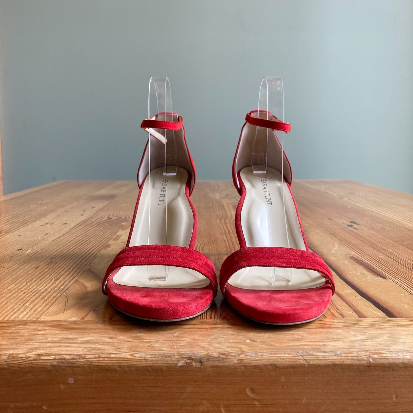 Sarah Flint Red Suede Perfect High Heel Sandals w/ Box - Size 10.5 - 0720MP