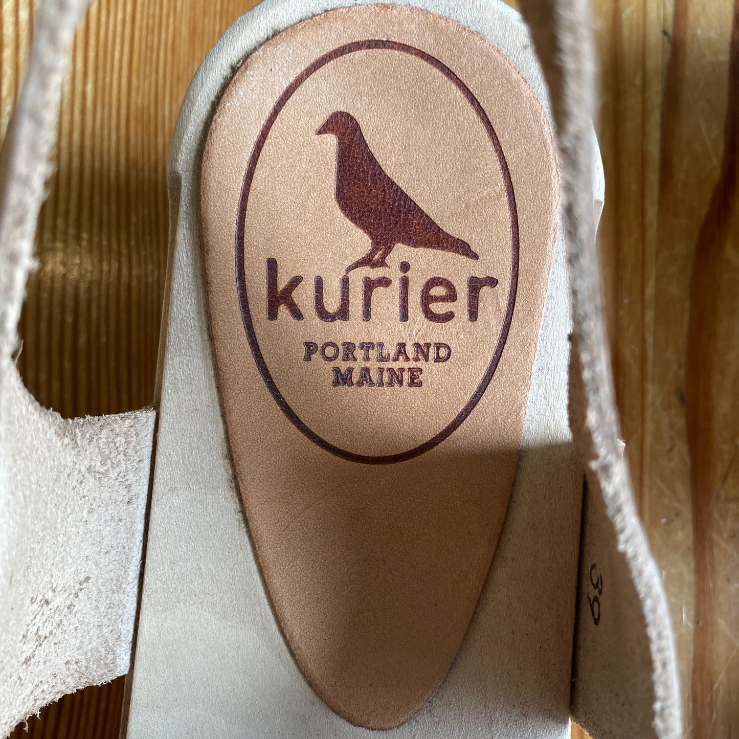 Kurier Handmade Portland Maine Charlie Wooden Clogs Shoes - Sz 39 / 8.5 - 0308MP