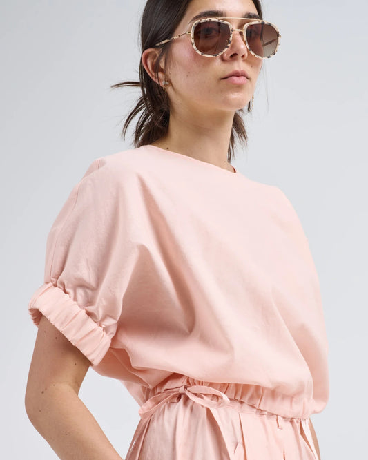 Nicholson Nicholson.Pink Short Sleeve Silk Lemon Silk Top - Size 38 / L - 1105AR