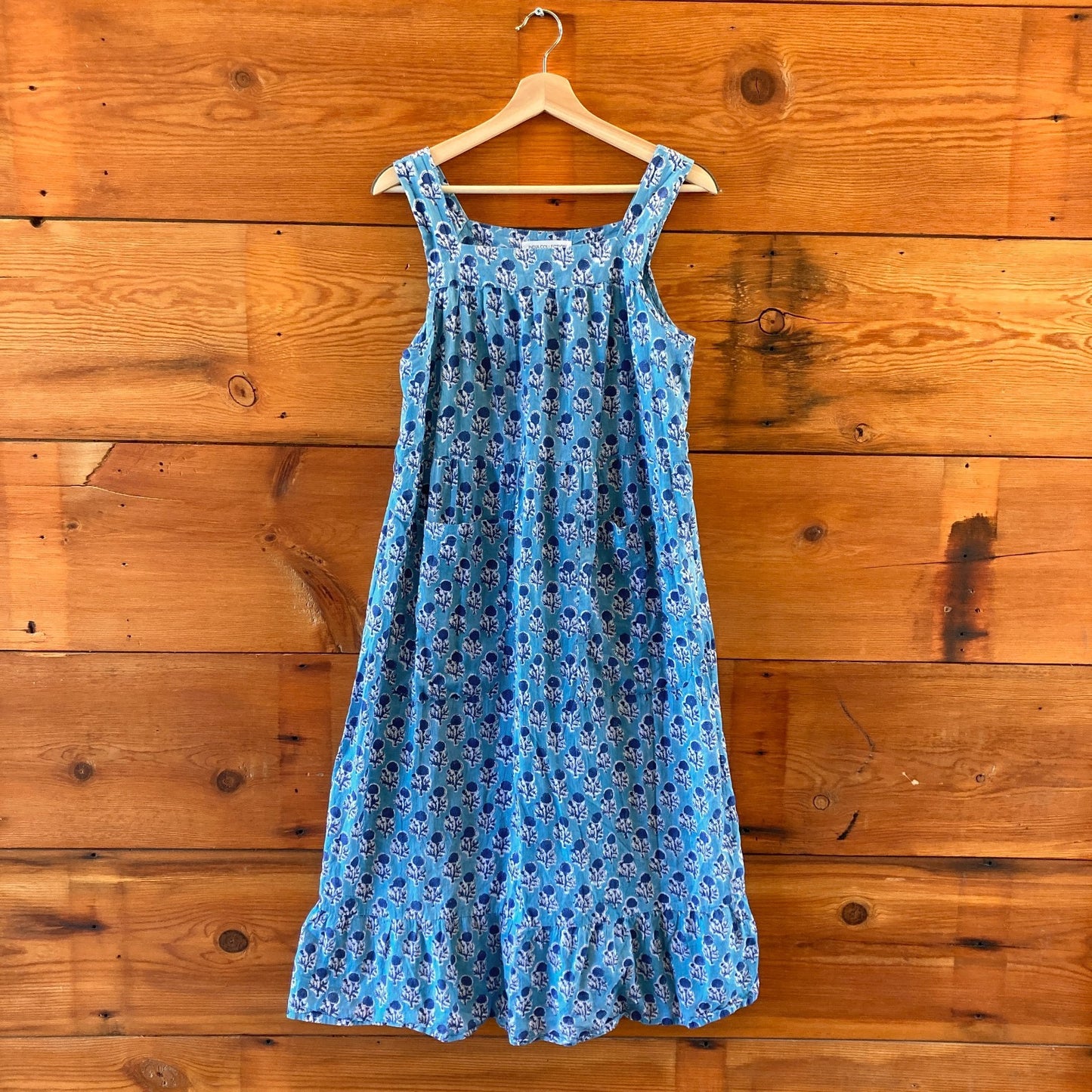 India Collection Blue Cotton Sleeveless Midi Dress - Size XS / S - 0816TB