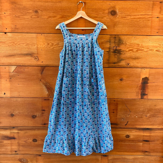 India Collection Blue Cotton Sleeveless Midi Dress - Size XS / S - 0816TB