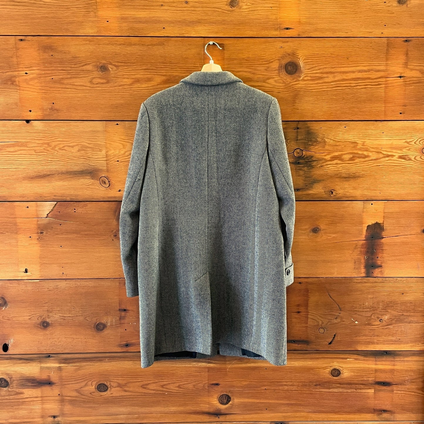 14 - Lauren Ralph Lauren Herringbone Gray Wool Button Up Long Top Coat 0530JF