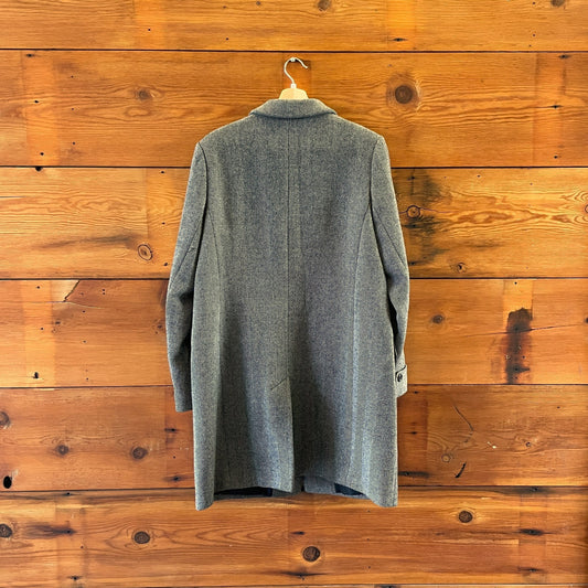 14 - Lauren Ralph Lauren Herringbone Gray Wool Button Up Long Top Coat 0530JF