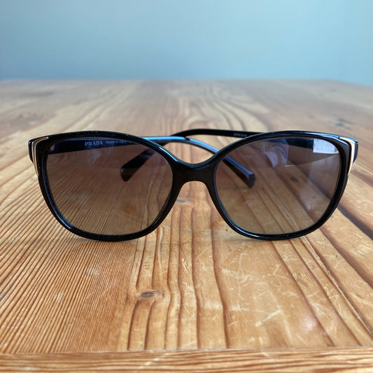Prada Black SPR 01O Acetate Sunglasses * minor scratch - 55 / 17 - 1209TT