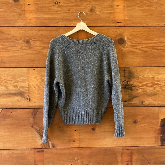 Buck Mason Speckled Gray Womens V-Neck Merino Wool Sweater - Size S - 0312IG
