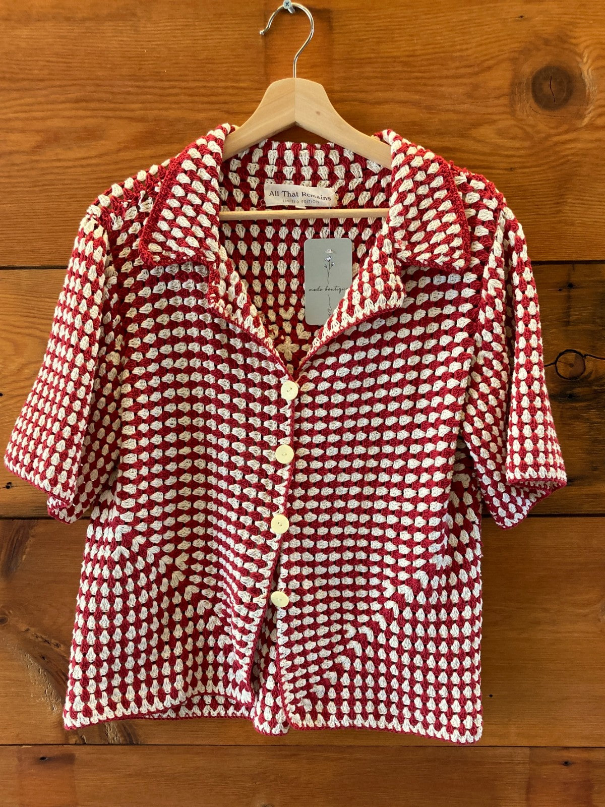 All That Remains Red White Knit Button Up Cardigan Sweater - Size 6 - 0312IG
