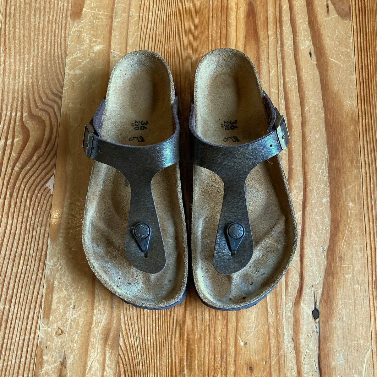 Birkenstock Brown Leather Gizeh Slip On Sandal Shoes - Sz 36 / 6 -w/box - 0121PK