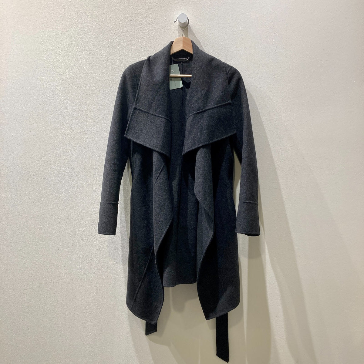 Diane von Furstenberg Dark Gray Stacy Tie Waist Wrap Coat - Size XS - 0428KS