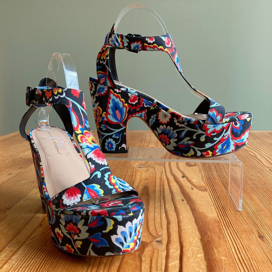 Loeffler Randall Floral Chunky Minette Platforms Heels - Size 8.5 - 0121CE