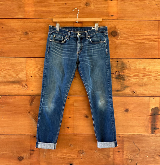 28 - Rag & Bone The Dre Medium Wash Cuffed Button Fly Womens Jeans 0708RC