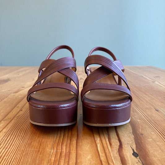 Coclico Burgundy Lily Martin Platform Shoes -Sz 38.5 / 8.5 - NEW w/ Box - 4427SC