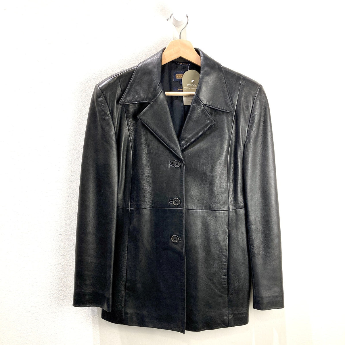 Coach Vintage 90's Black Leather Car Coat Button Up Jacket - Size S - 0814JF