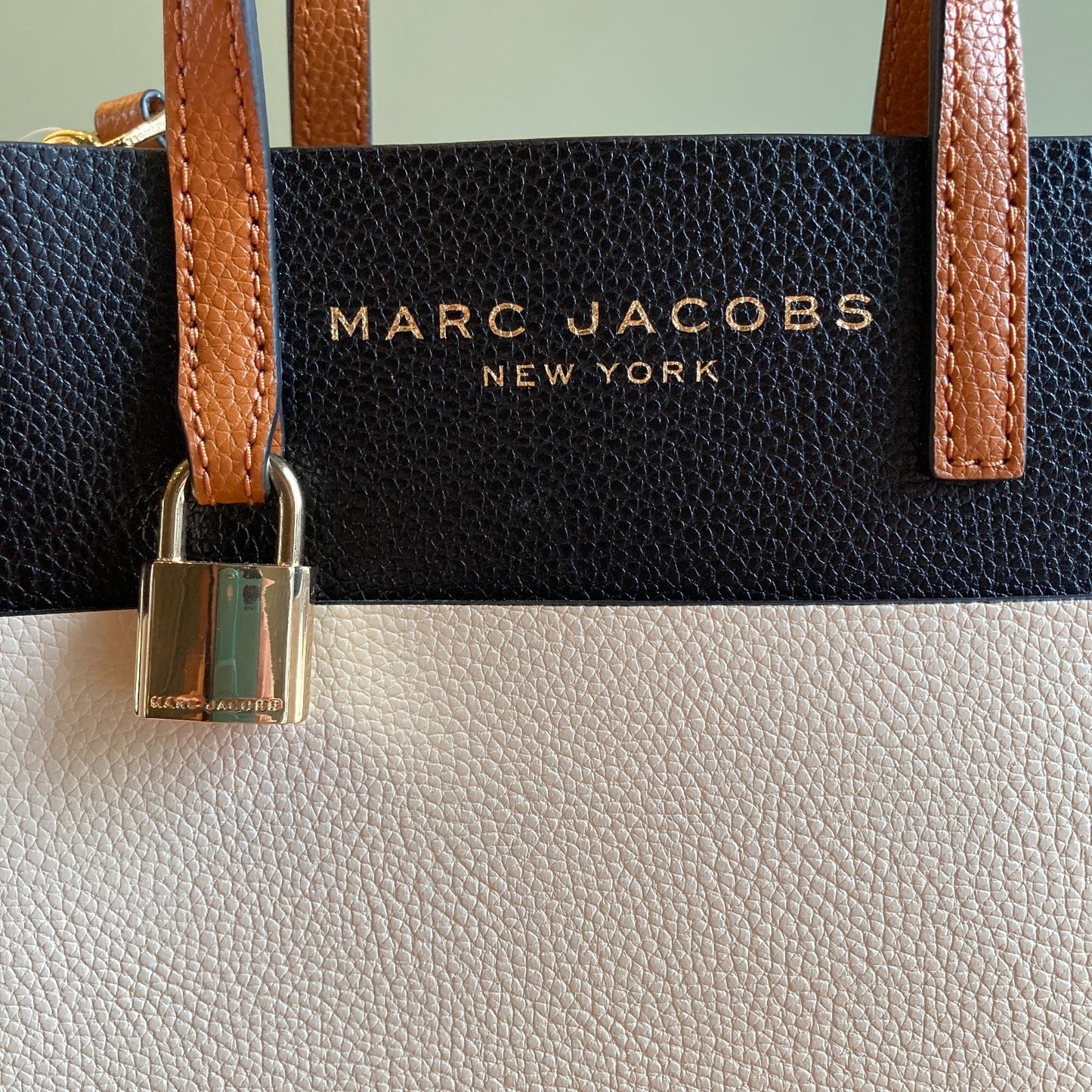 Marc Jacobs Colorblock Black White Mini Grind Leather Tote Bag Purse 0210AM