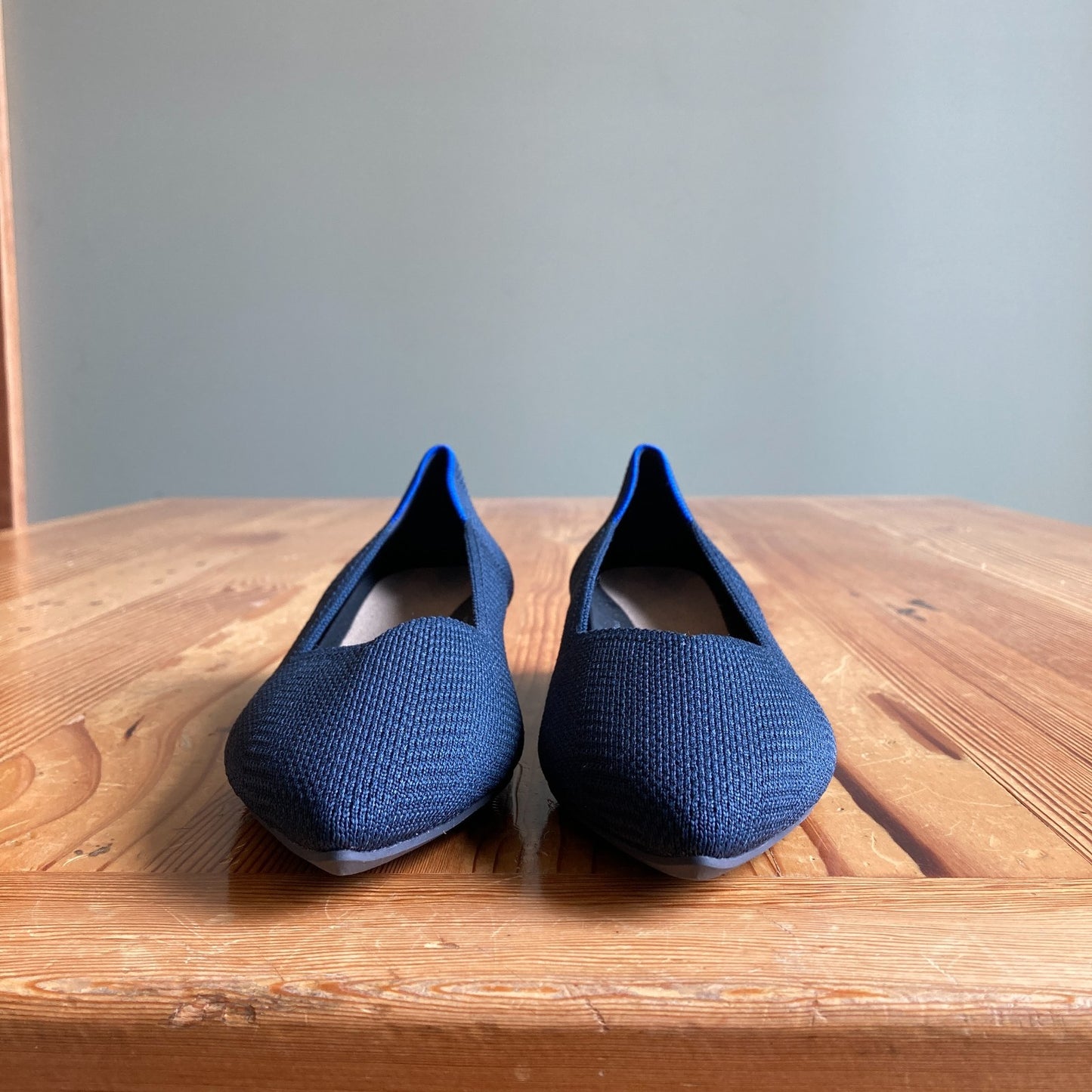 Rothy's Blue Knit The High Point Pointed Toe Heels Shoes - Sz 7 - NEW - 0201EB
